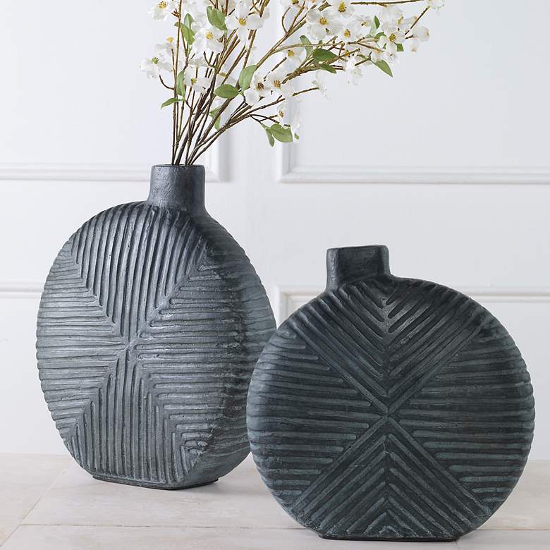 Image 1 Uttermost Viewpoint Aged Black 2-Piece Vase Set