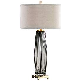 Image1 of Uttermost Vilminore 33 1/4" High Modern Grooved Gray Glass Table Lamp