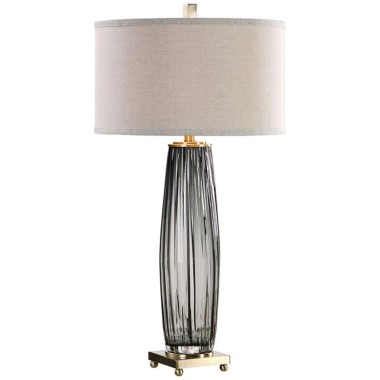 Image 1 Uttermost Vilminore 33 1/4 inch High Modern Grooved Gray Glass Table Lamp