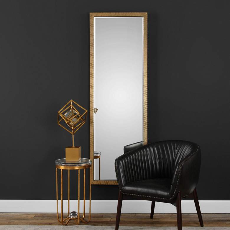 Image 1 Uttermost Vilmos Metallic Gold Leaf 24 inch x 72 inch Wall Mirror