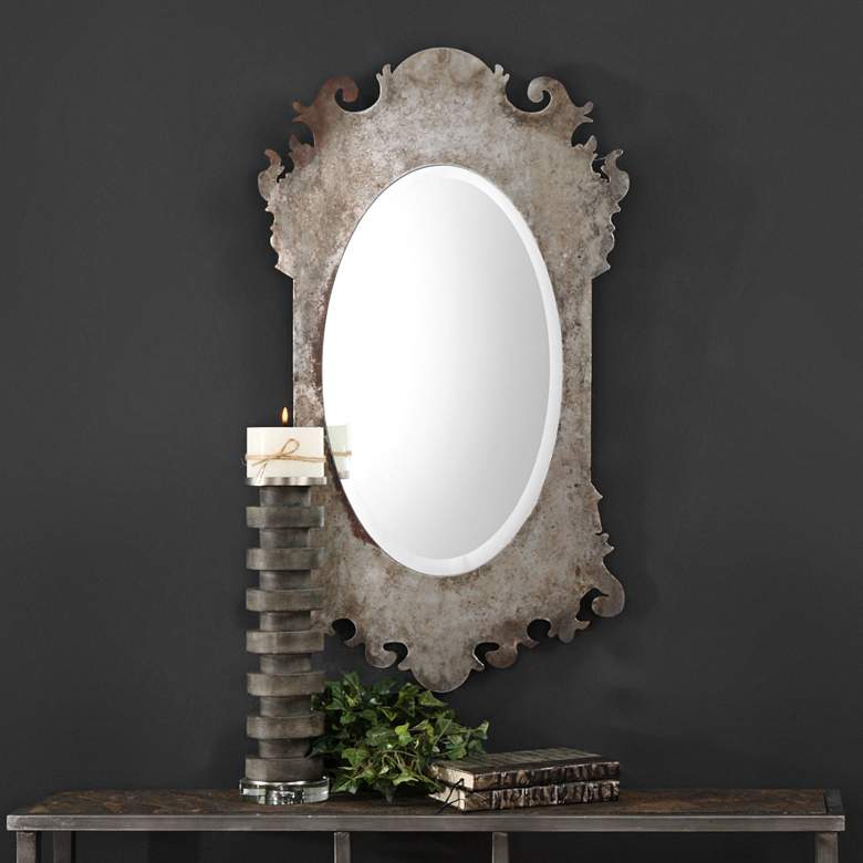 Image 1 Uttermost Vitravo Silver and Gray 20 inch x 35 inch Wall Mirror