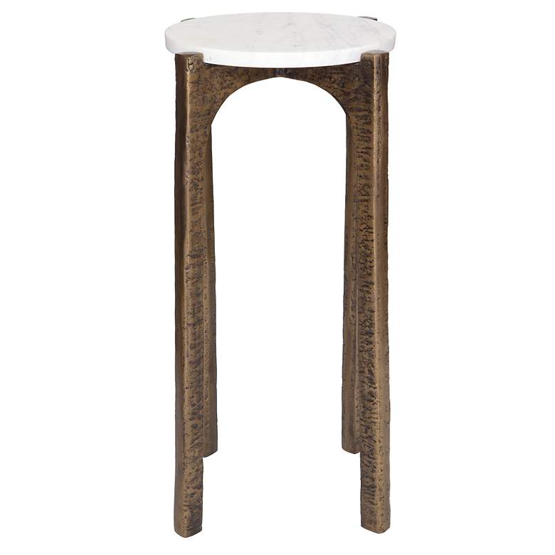 Image 2 Uttermost Vivi 22" High Antique Brass with Marble Top Drink Table