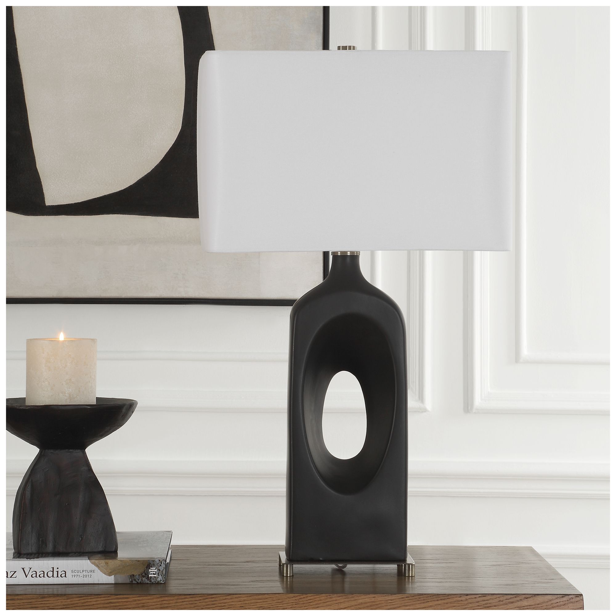 Image 3 Uttermost Void 30" Black Ceramic Table Lamp more views