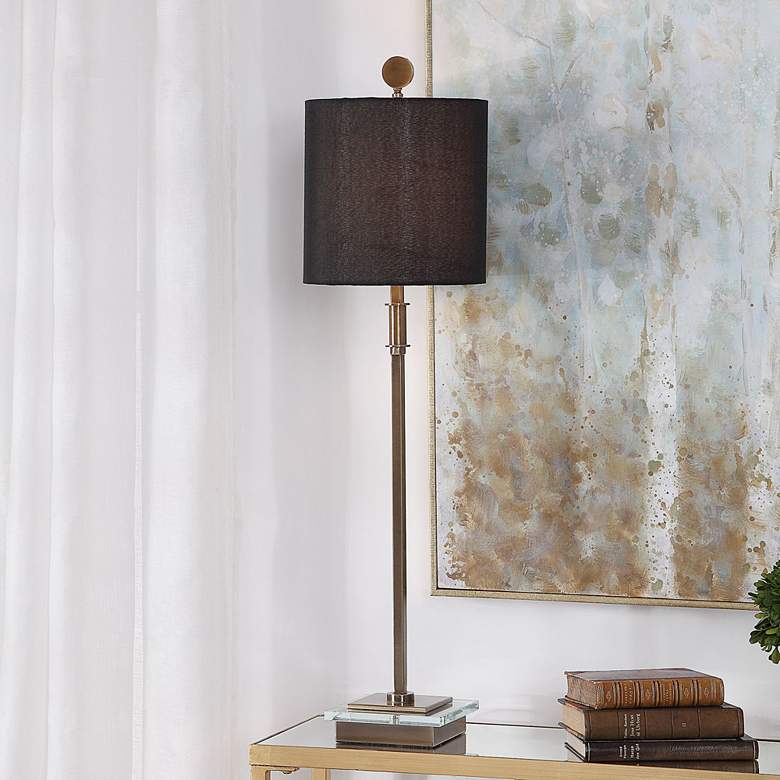 Image 1 Uttermost Volante 33 3/4" Iron and Crystal Table Lamp with Black Shade