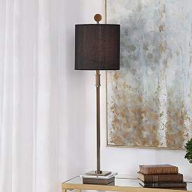 Image1 of Uttermost Volante 33 3/4" Iron and Crystal Table Lamp with Black Shade