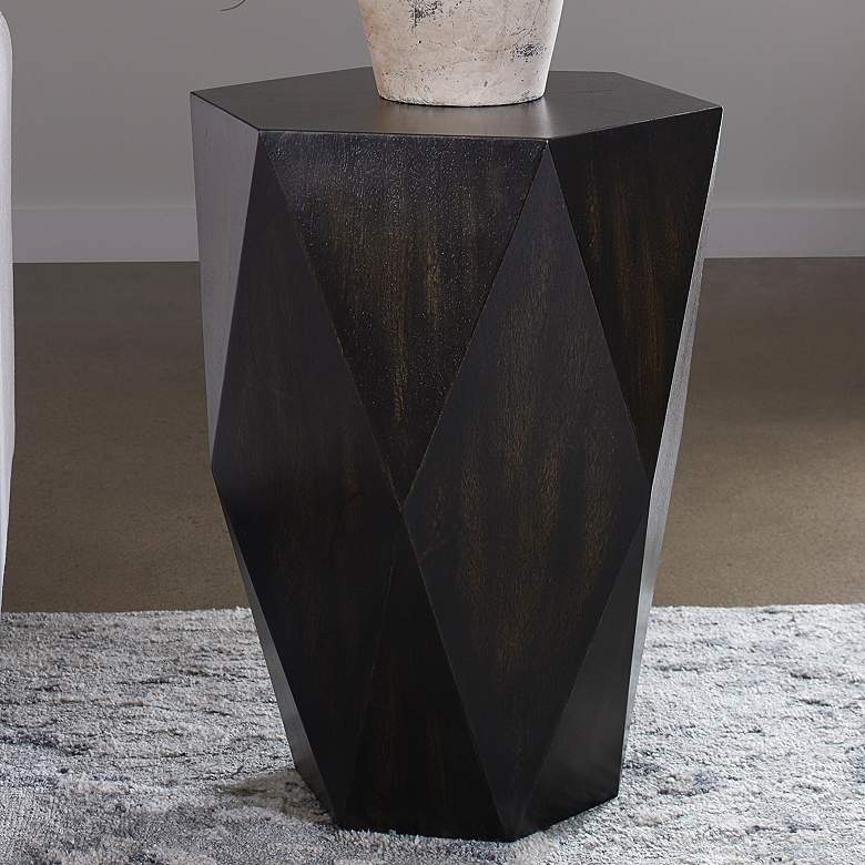 Image 1 Uttermost Volker 18.5 inch Wide Black Wood Modern Geometric Side Table