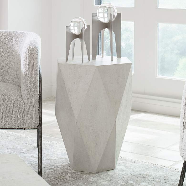 Image 1 Uttermost Volker 18 1/2 inch Wide White Geometric Side Table