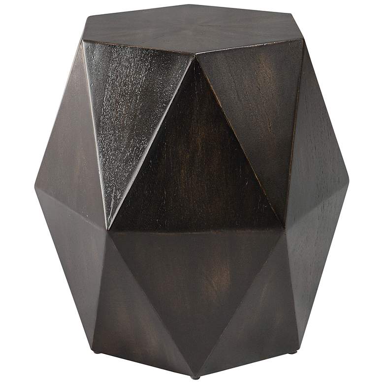 Image 3 Uttermost Volker 18"W Worn Black Wood Geometric Accent Table