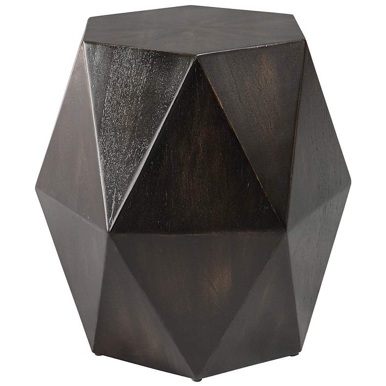 Image 3 Uttermost Volker 18"W Worn Black Wood Geometric Accent Table