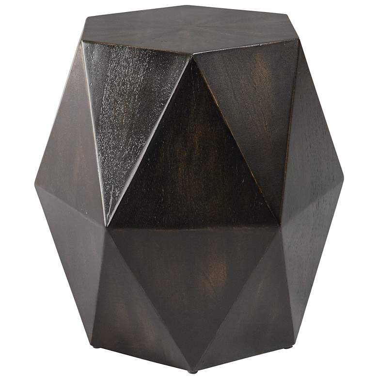 Image 3 Uttermost Volker 18 inchW Worn Black Wood Geometric Accent Table