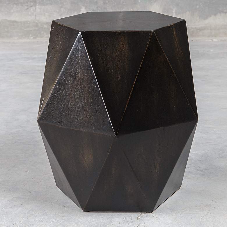 Image 2 Uttermost Volker 18 inchW Worn Black Wood Geometric Accent Table