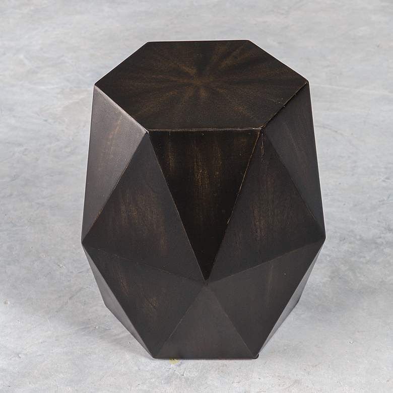 Image 5 Uttermost Volker 18"W Worn Black Wood Geometric Accent Table more views