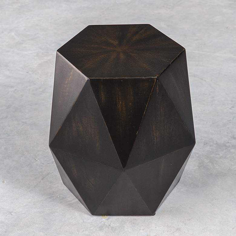 Image 7 Uttermost Volker 18"W Worn Black Wood Geometric Accent Table more views