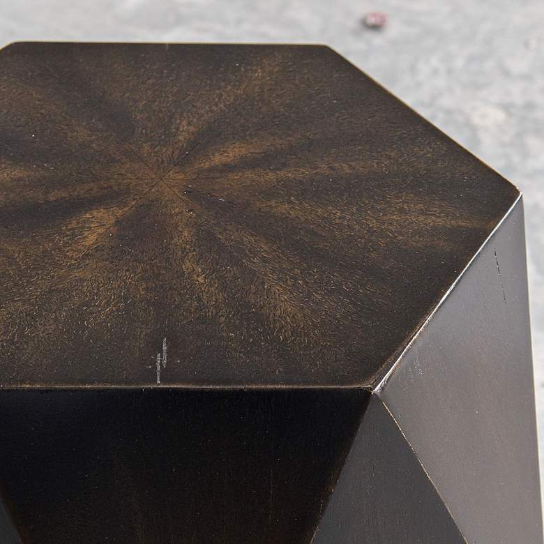 Image 7 Uttermost Volker 18"W Worn Black Wood Geometric Accent Table more views