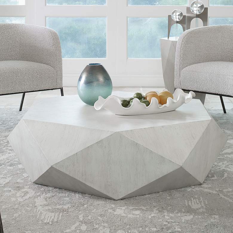 Image 1 Uttermost Volker 50 inch Wide White Geometric Coffee Table
