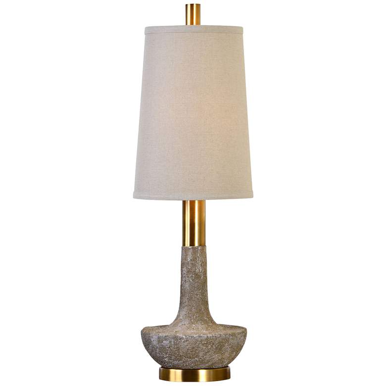 Image 2 Uttermost Volongo 30 3/4 inch Textured Stone and Ivory Modern Table Lamp