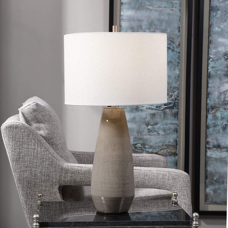 Image 1 Uttermost Volterra 27 1/2" Crackled Taupe-Gray Ceramic Table Lamp