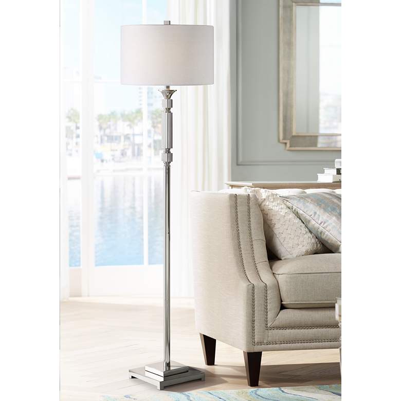 Image 1 Uttermost Volusia 65 1/2" Polished Nickel Plated Floor Lamp