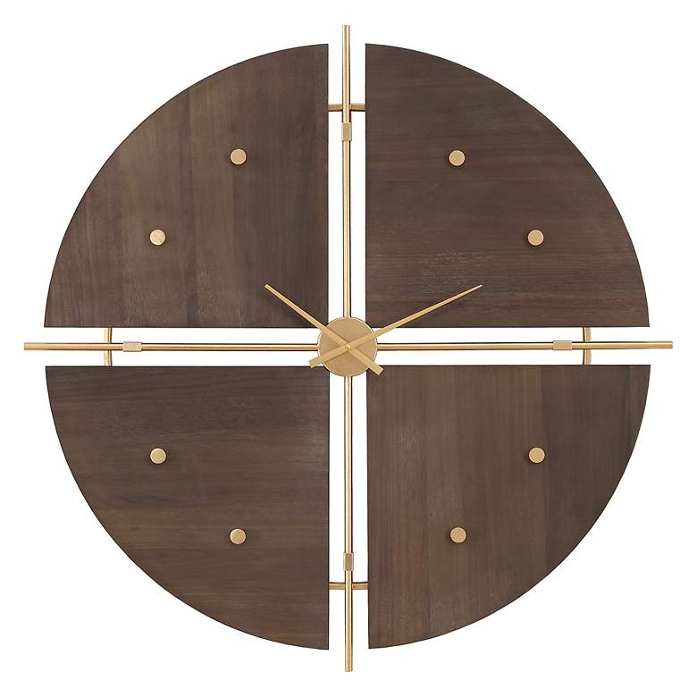 Image 2 Uttermost Walnut Elegance Gold 42" Round Wall Clock