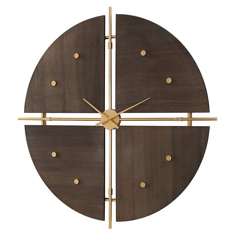 Image 4 Uttermost Walnut Elegance Gold 42" Round Wall Clock more views