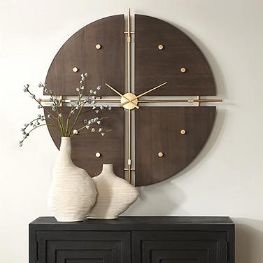 Uttermost Walnut Elegance Gold 42" Round Wall Clock
