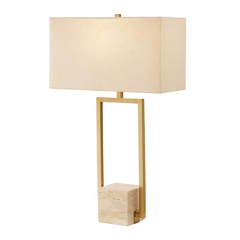 Image 3 Uttermost Warrick 31 1/2" High Brass Metal and Travertine Table Lamp more views