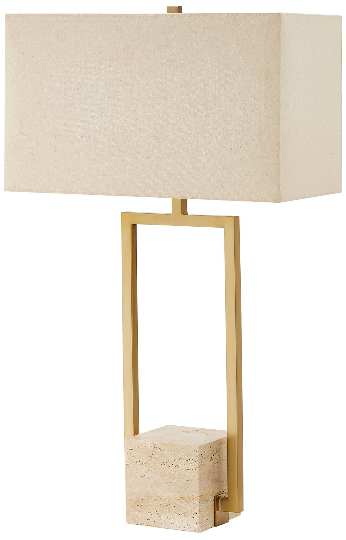 Image 2 Uttermost Warrick 31 1/2" High Brass Metal and Travertine Table Lamp