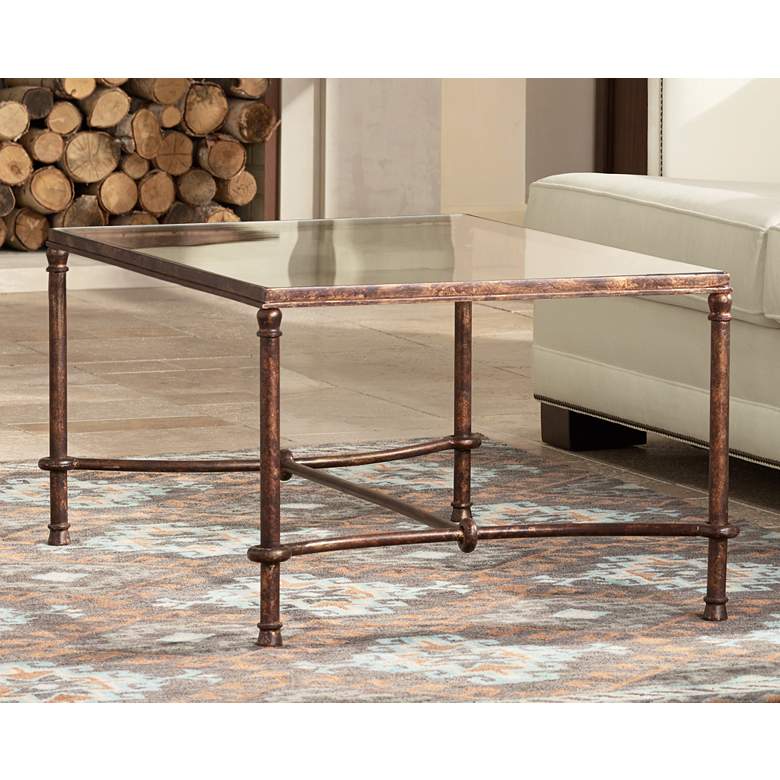 Image 2 Uttermost Warring 48 inch Wide Rustic Bronze Patina Coffee Table