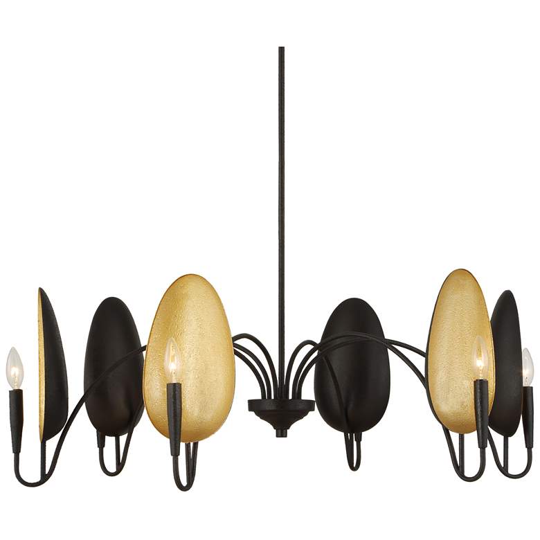 Image 1 Uttermost Warwick 41 1/2" Wide Black and Gold 6-Light Chandelier