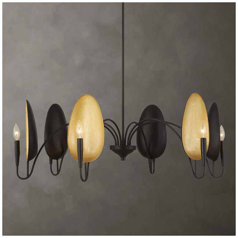 Image 1 Uttermost Warwick 41 1/2" Wide Black and Gold 6-Light Chandelier