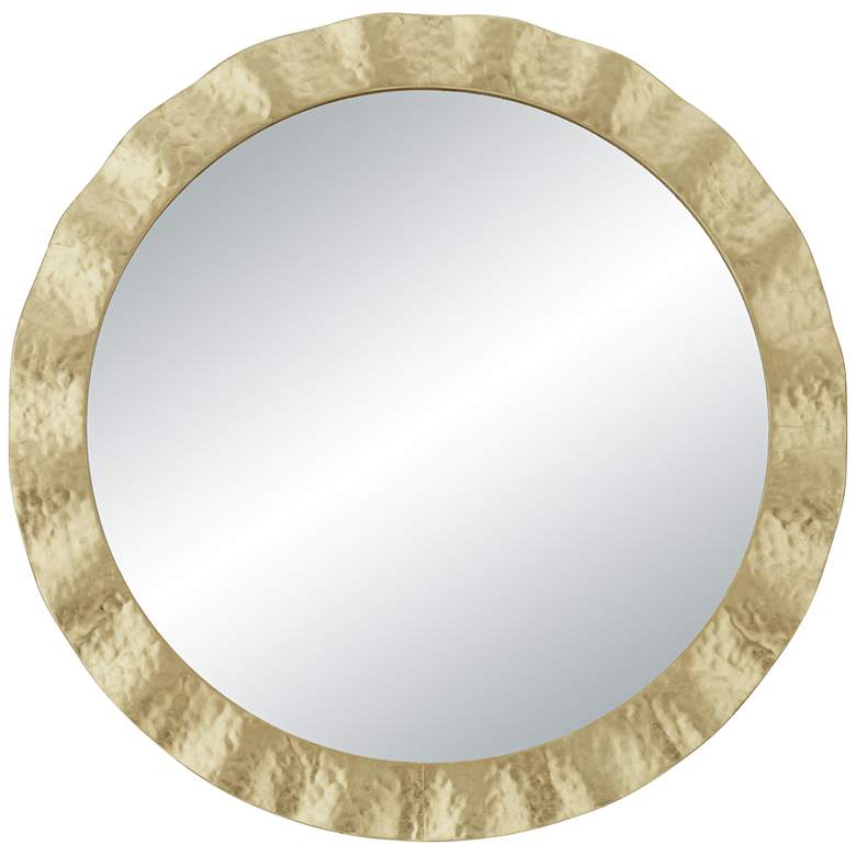 Image 3 Uttermost Wave 32" Gold Round Wall Mirror