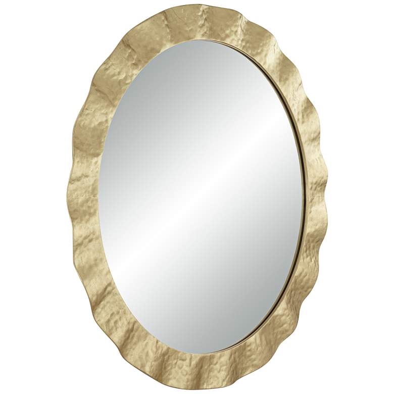Image 6 Uttermost Wave 32" Gold Round Wall Mirror more views