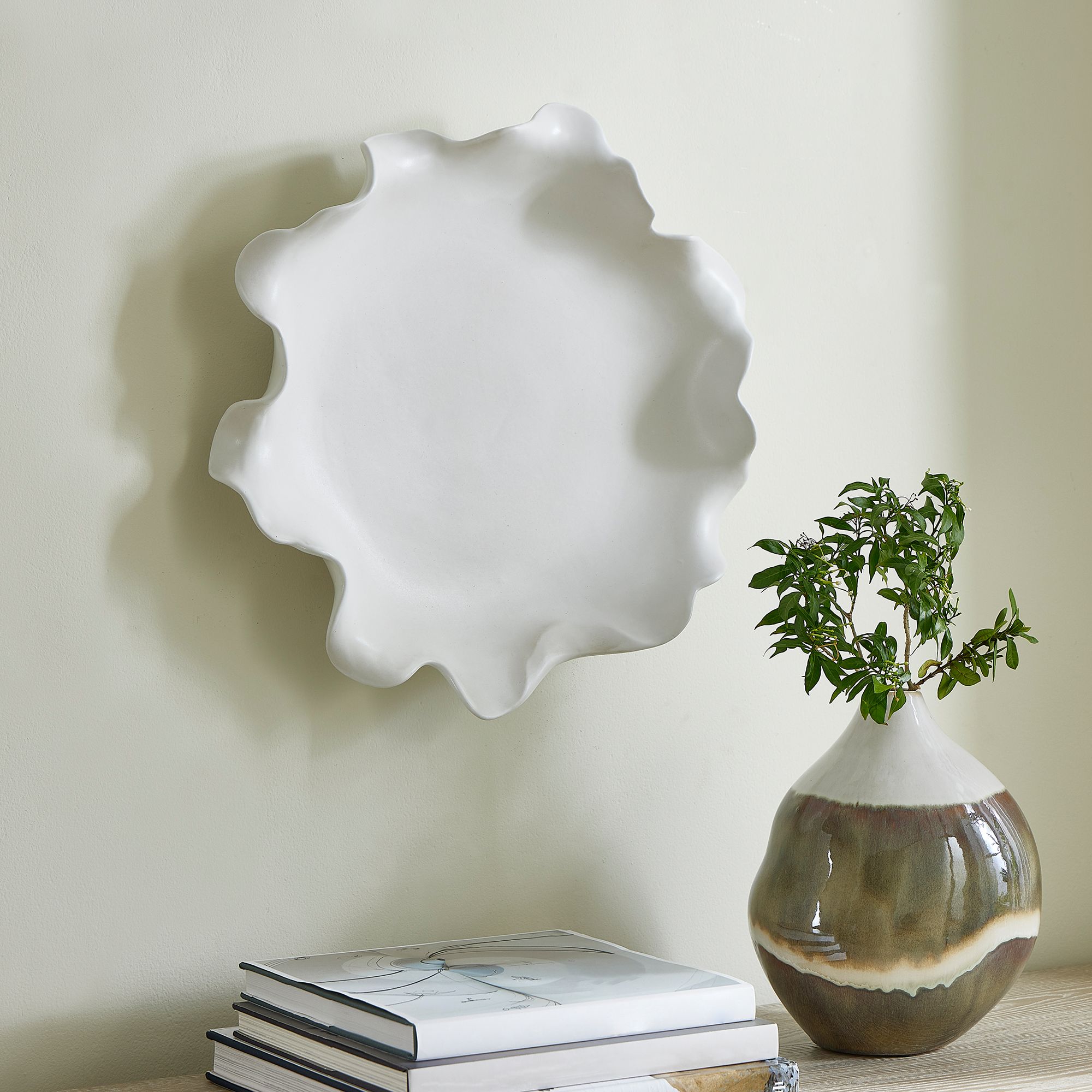 Image 7 Uttermost Wave Crest White Indoor-Outdoor Earthenware Bowl more views