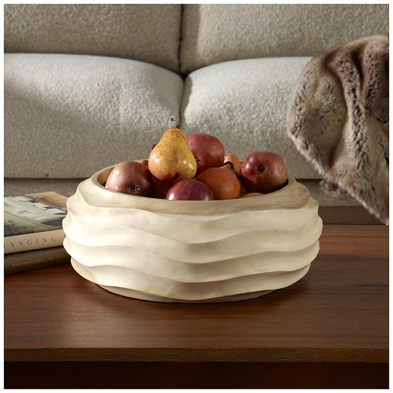 Image 1 Uttermost Waveform 15 1/2" Wide Bleached Suare Wood Bowl
