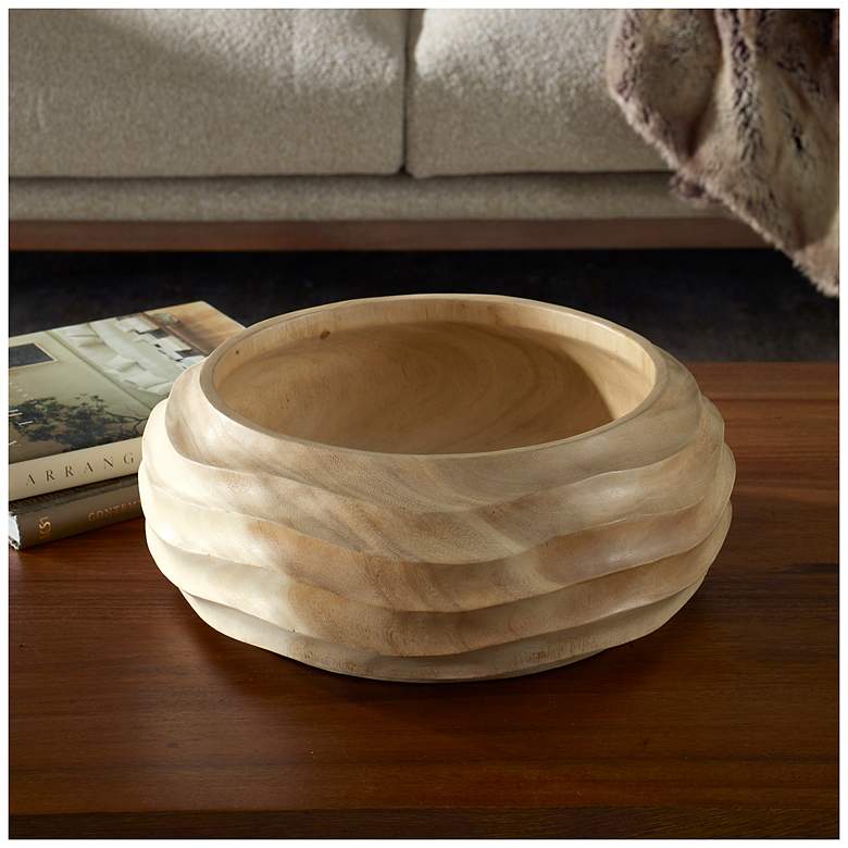 Image 4 Uttermost Waveform 15 1/2" Wide Bleached Suare Wood Bowl more views