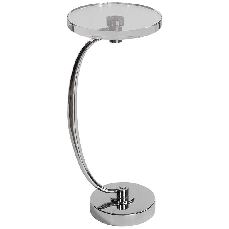 Image 2 Uttermost Waveney 12 inch Wide Polished Nickel Round Drink Table