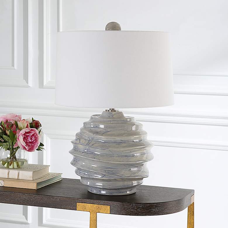 Image 3 Uttermost Waves 26" Cobalt Blue Drip Glaze Ceramic Table Lamp more views