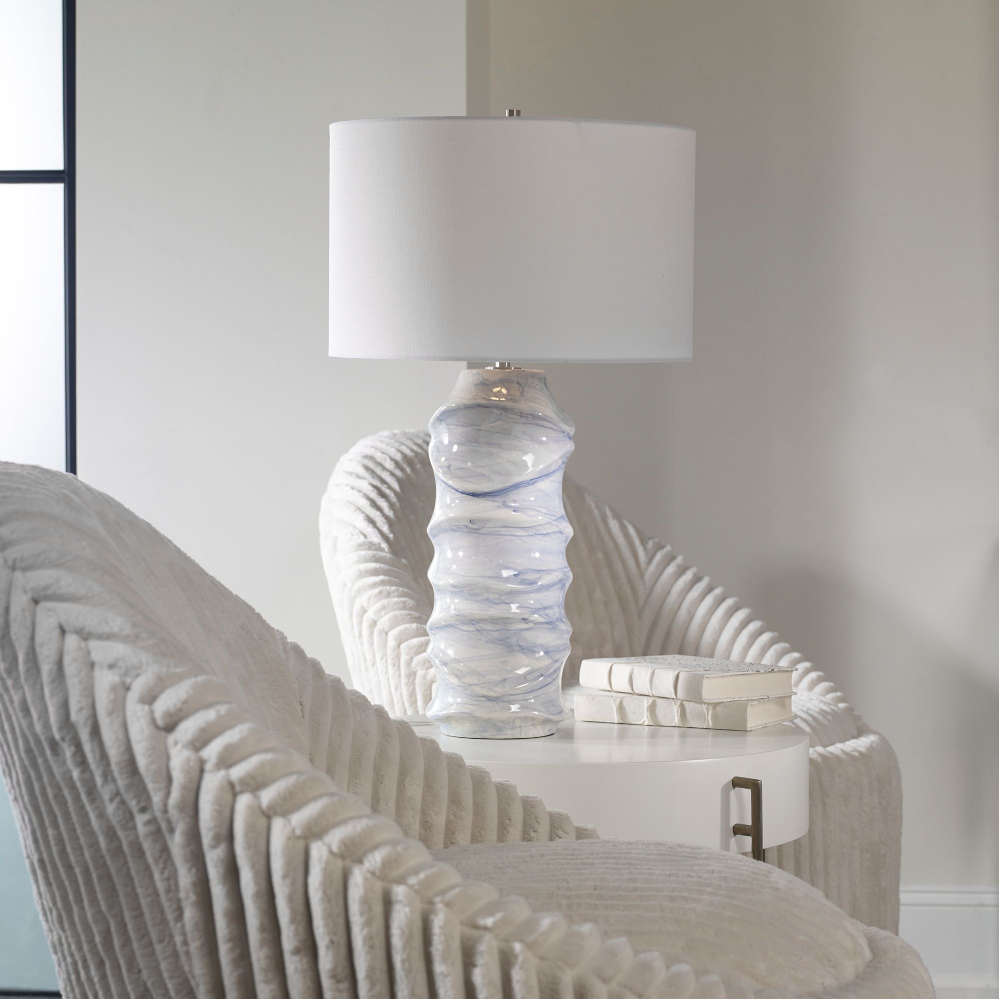 Uttermost Waves 27 1/2" Light Cobalt Blue Drip Ceramic Table Lamp