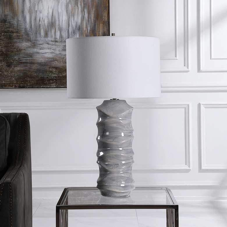 Image 1 Uttermost Waves Light Cobalt Blue Drip Ceramic Table Lamp