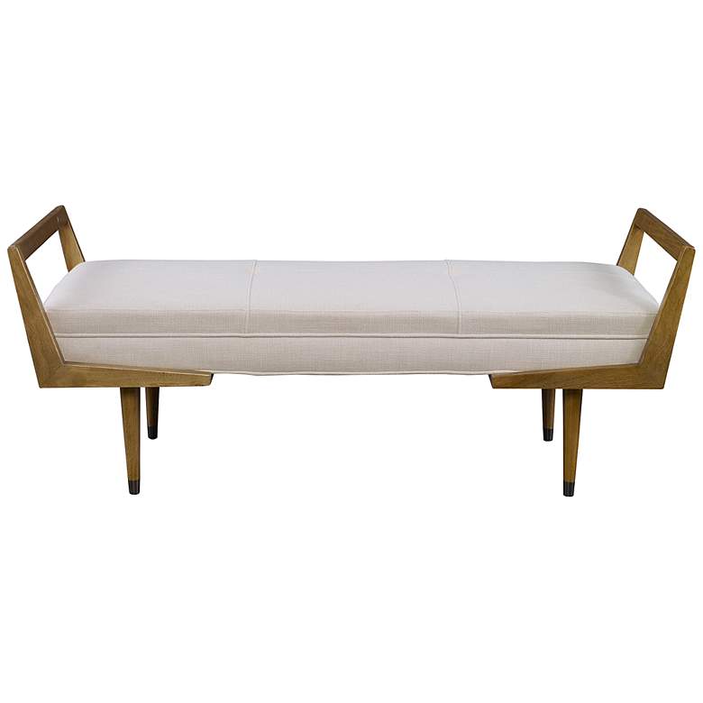 Image 2 Uttermost Waylon 59 inch Wide Woven Beige Fabric Tufted Bench