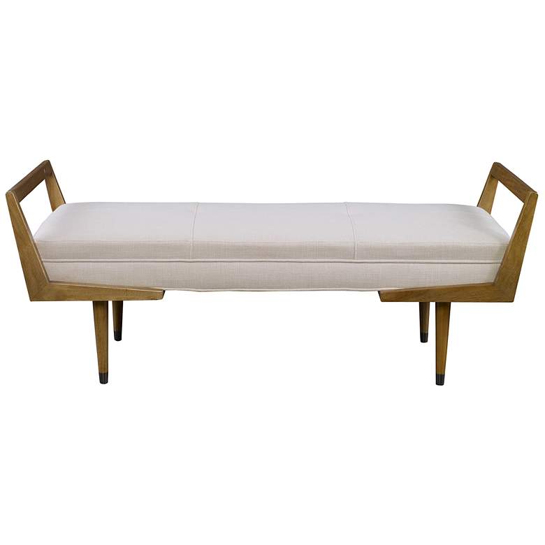 Image 2 Uttermost Waylon 59" Wide Woven Beige Fabric Tufted Bench