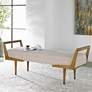 1_Uttermost Waylon 59" Wide Woven Beige Fabric Tufted Bench