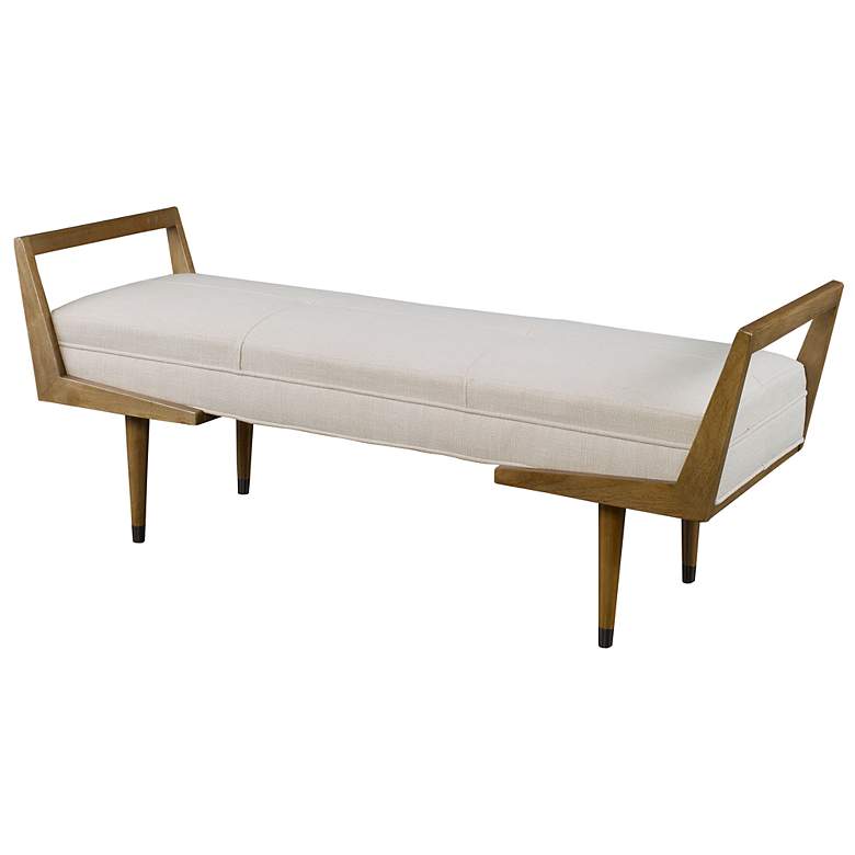 Image 3 Uttermost Waylon 59" Wide Woven Beige Fabric Tufted Bench more views
