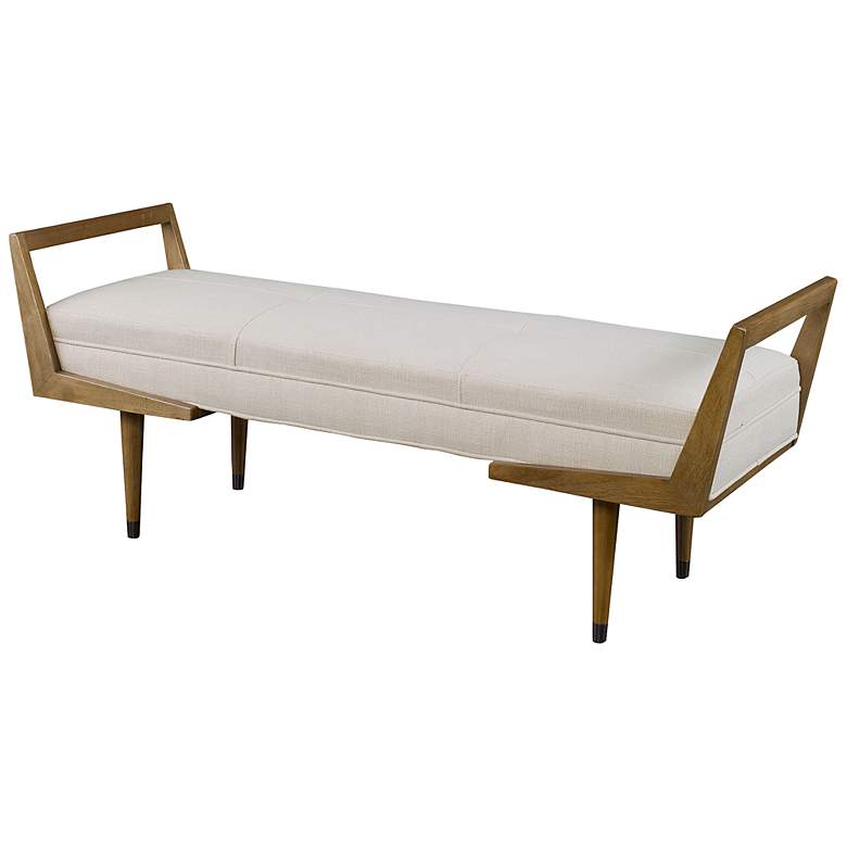 Image 4 Uttermost Waylon 59 inch Wide Woven Beige Fabric Tufted Bench more views