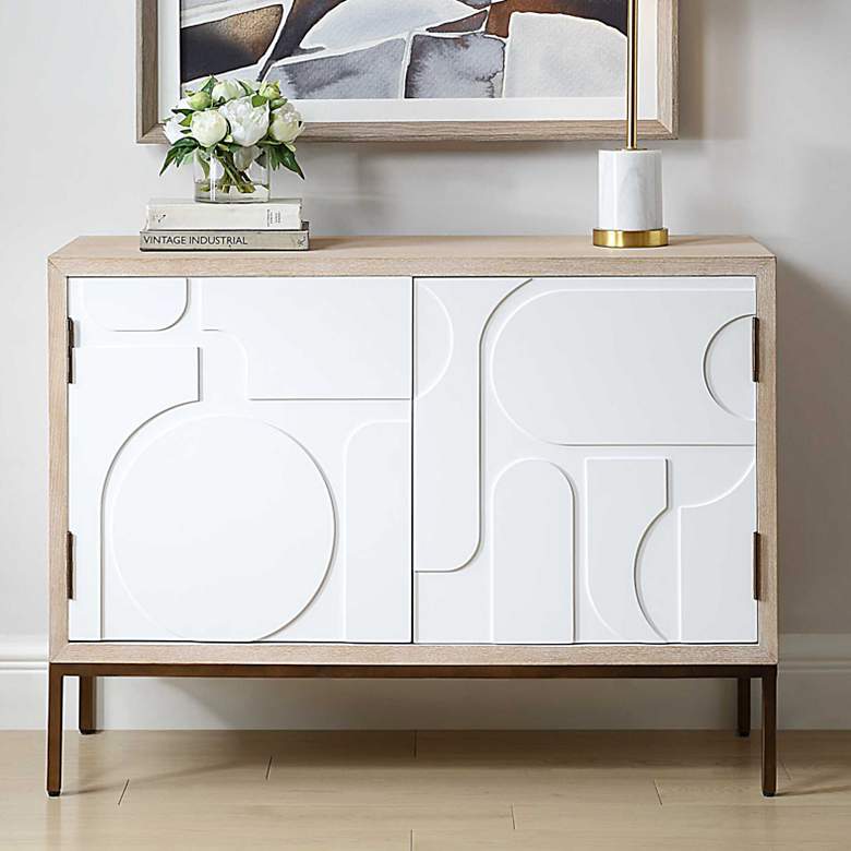 Image 1 Uttermost Weimar Natural and Cream 2 Door Cabinet
