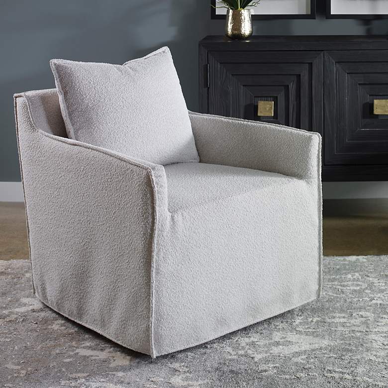 Image 1 Uttermost Welland 27 1/2" Wide Gray and White Slipcover Accent Chair