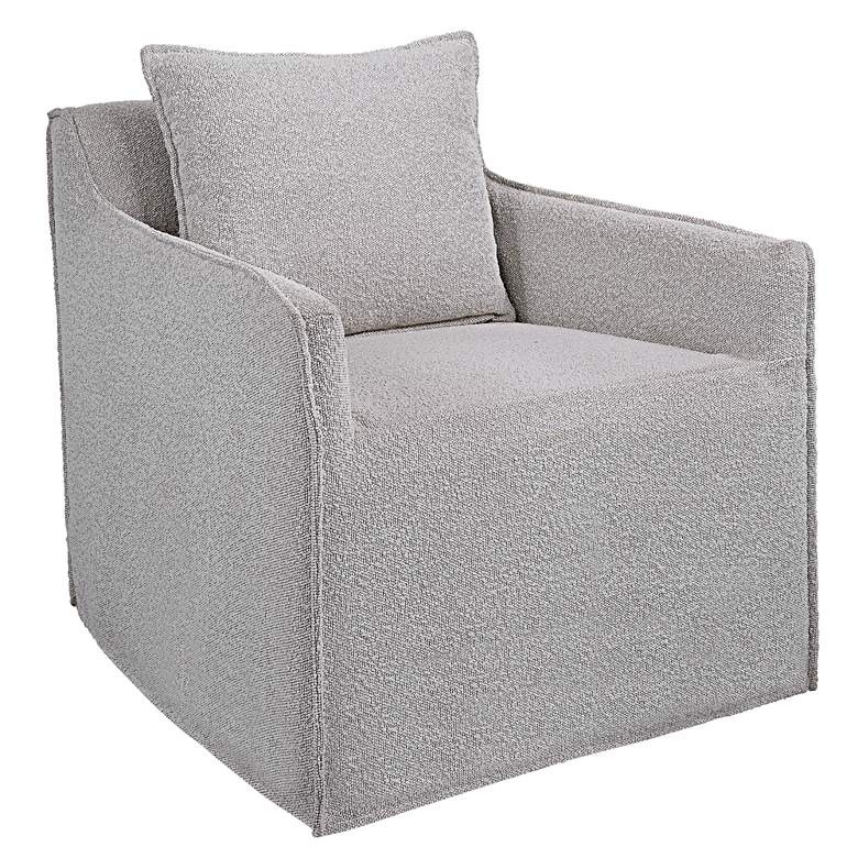 Image 2 Uttermost Welland Gray and White Fabric Swivel Slipcover Accent Chair