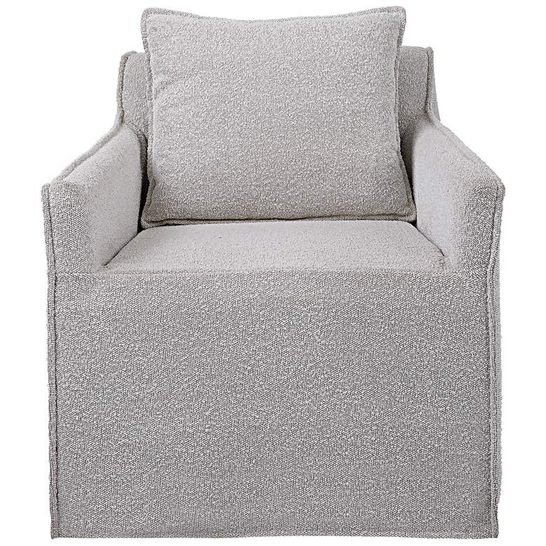 Image 5 Uttermost Welland Gray and White Fabric Swivel Slipcover Accent Chair more views