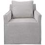 Uttermost Welland Gray and White Fabric Swivel Slipcover Accent Chair