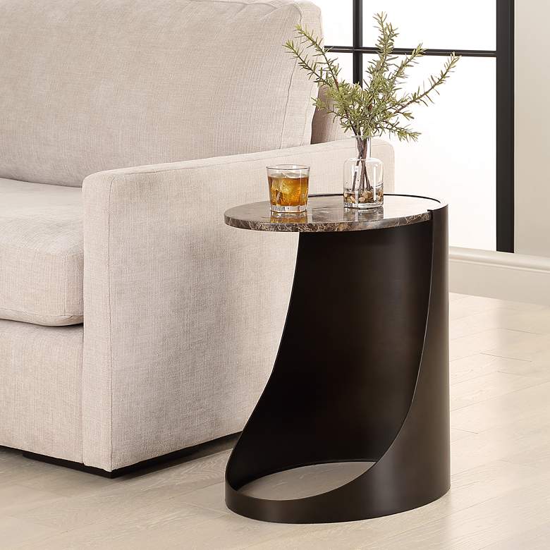 Image 1 Uttermost Welling 22" High Brown Marble Top Accent Table